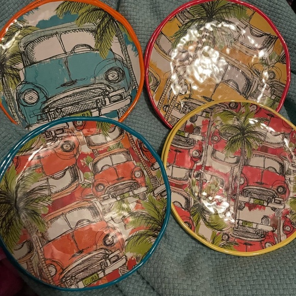 Pier 1 Vintage Car Dinnerware Set - Multicolor 8 plates - Picture 1 of 8